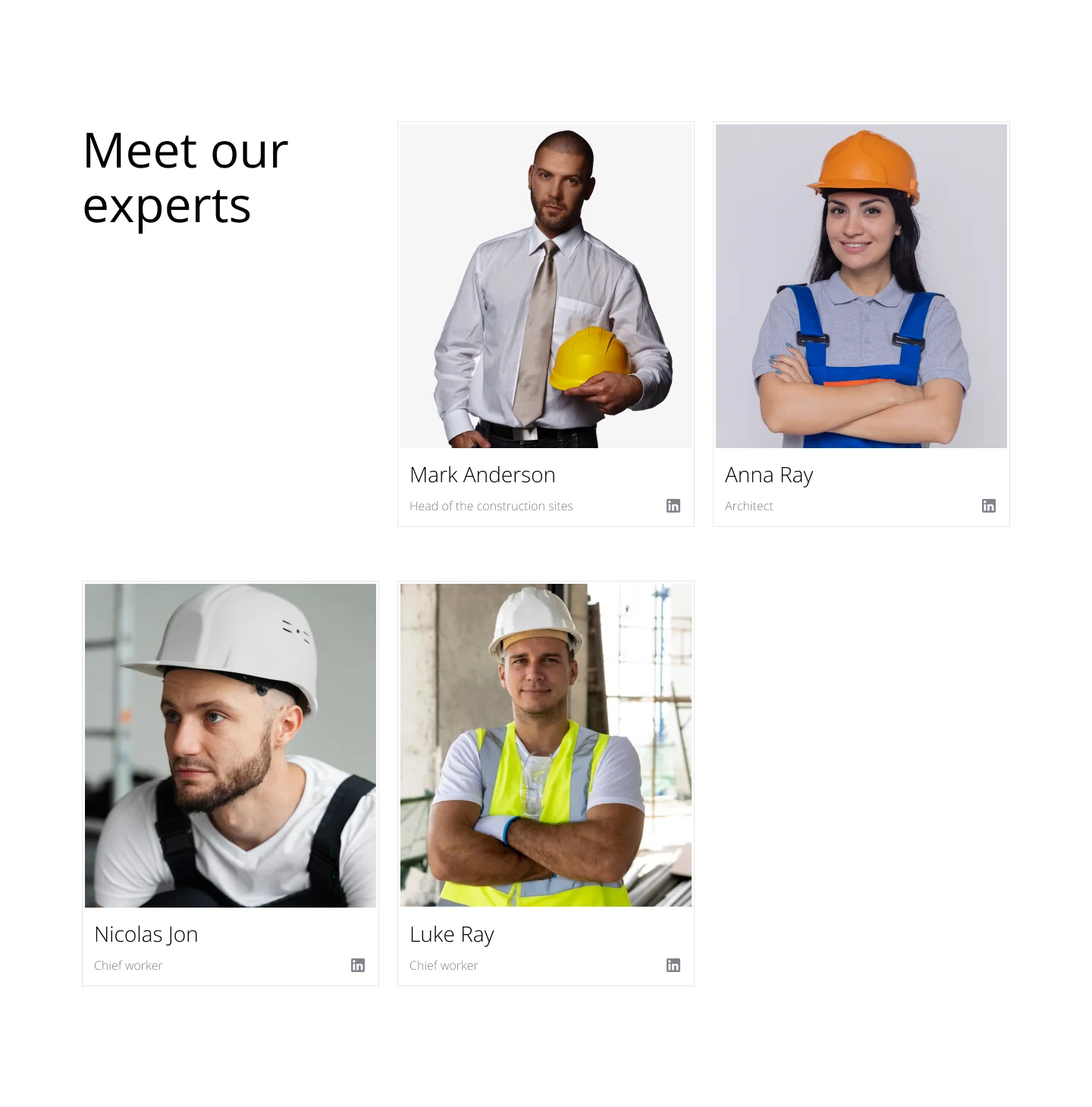 Meet our experts team section