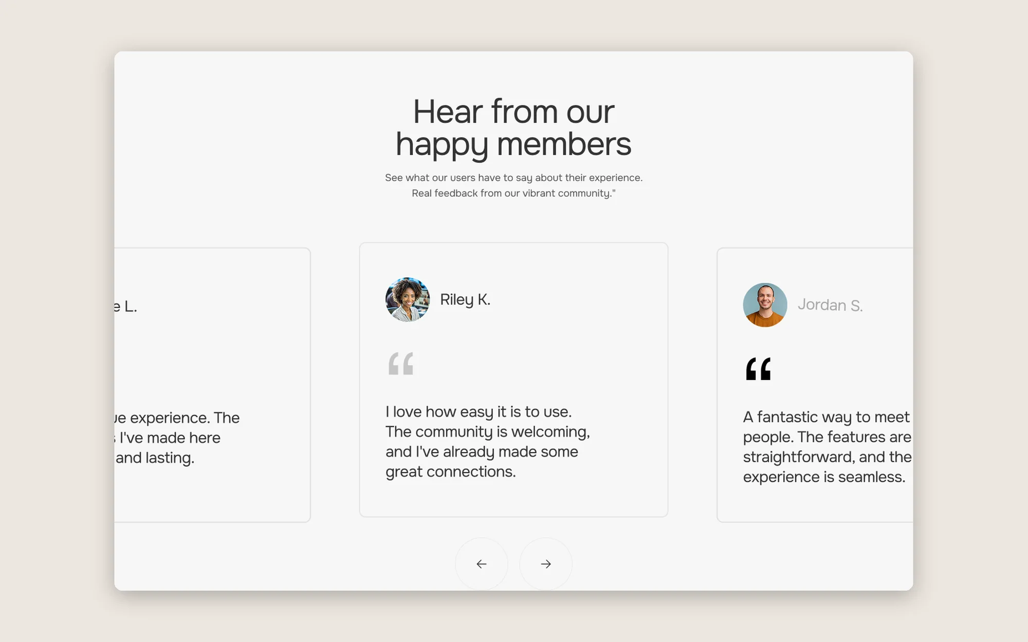 Testimonials from happy members